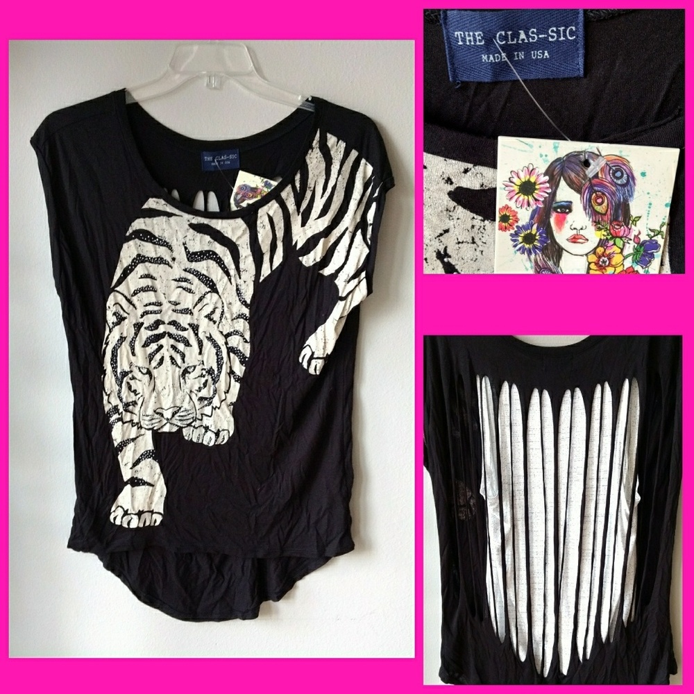 Hi Low Open Back Tiger Top NWT